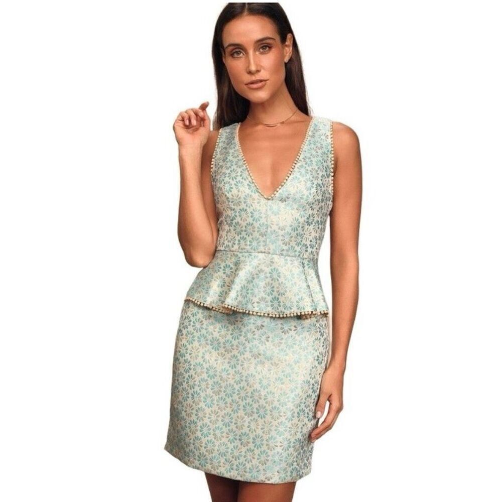 Lulus Afternoon Affair Blue peplum Mini Dress